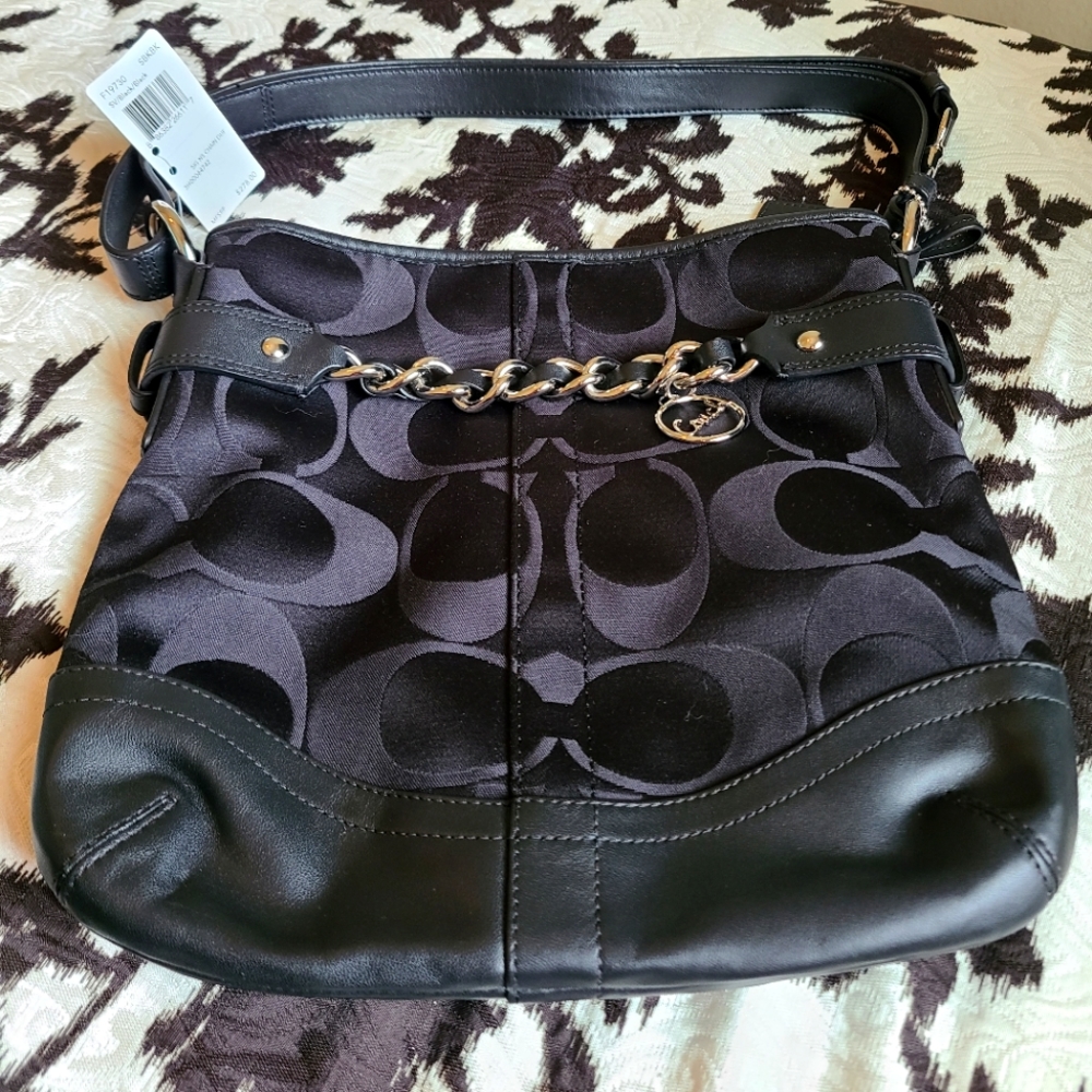 Black Cloth Coach Purse with Wallet